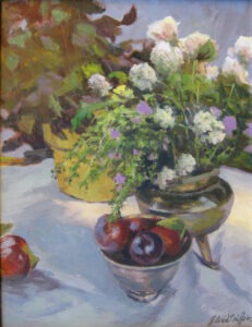 blooming herbs with plums