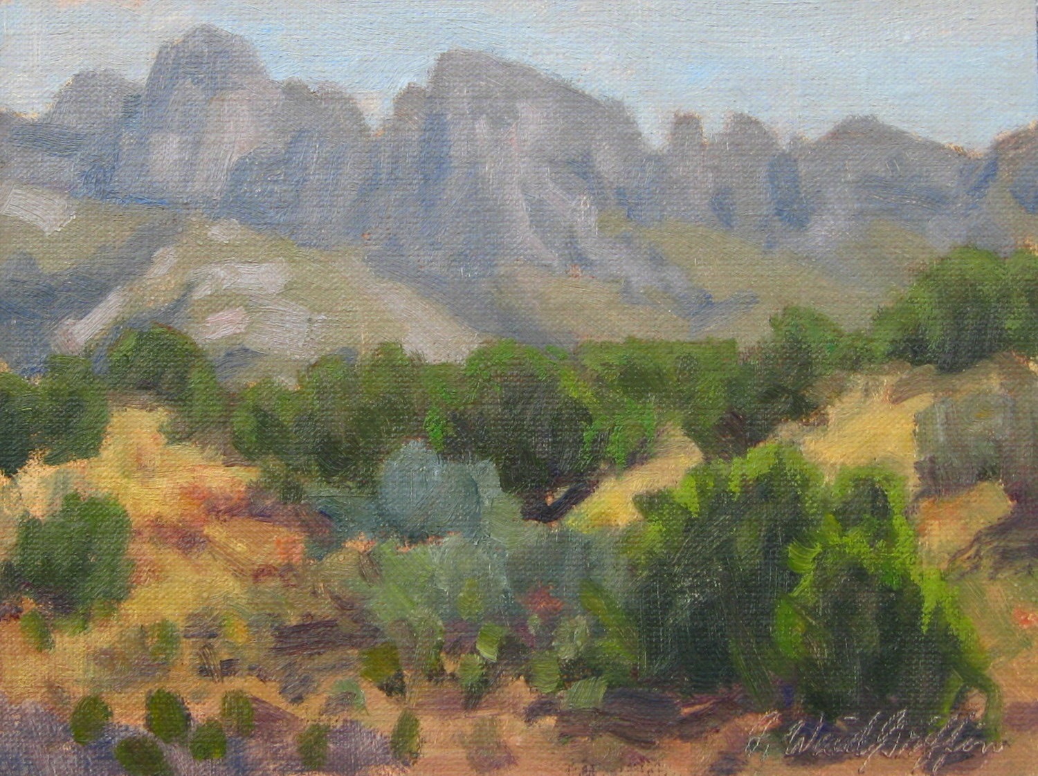 View of the Sandia Crest at midday